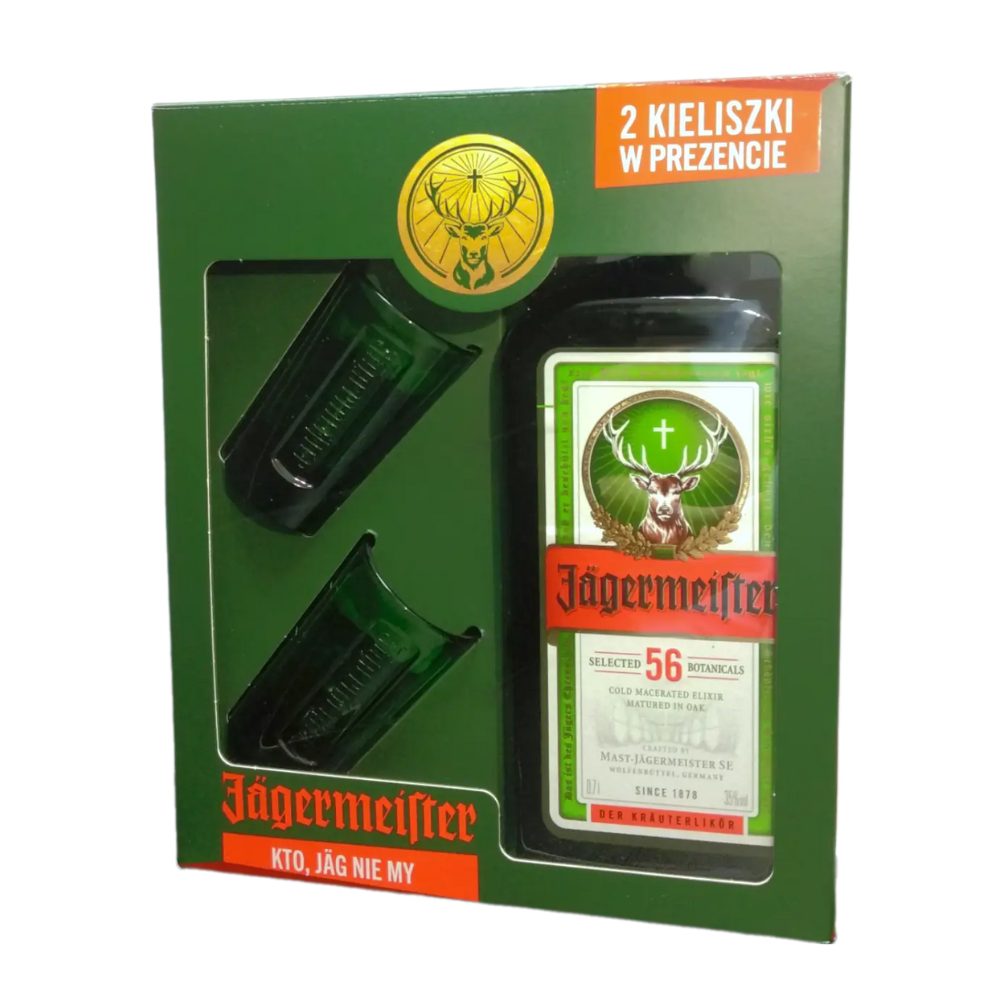 Likier Jagermeister + 2 zielone kieliszki 35% 700 ml