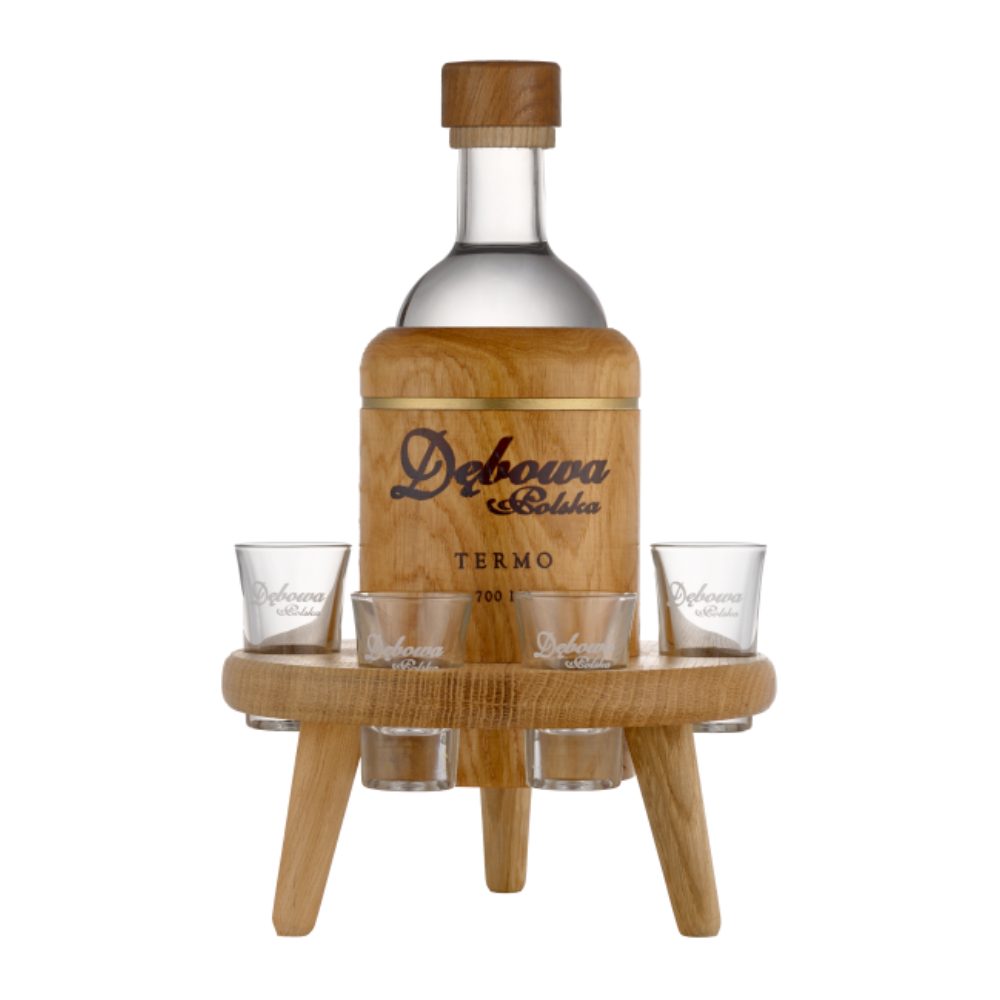 Wódka Dębowa Polska Stolik Termo z 4 kieliszkami 40% 700 ml
