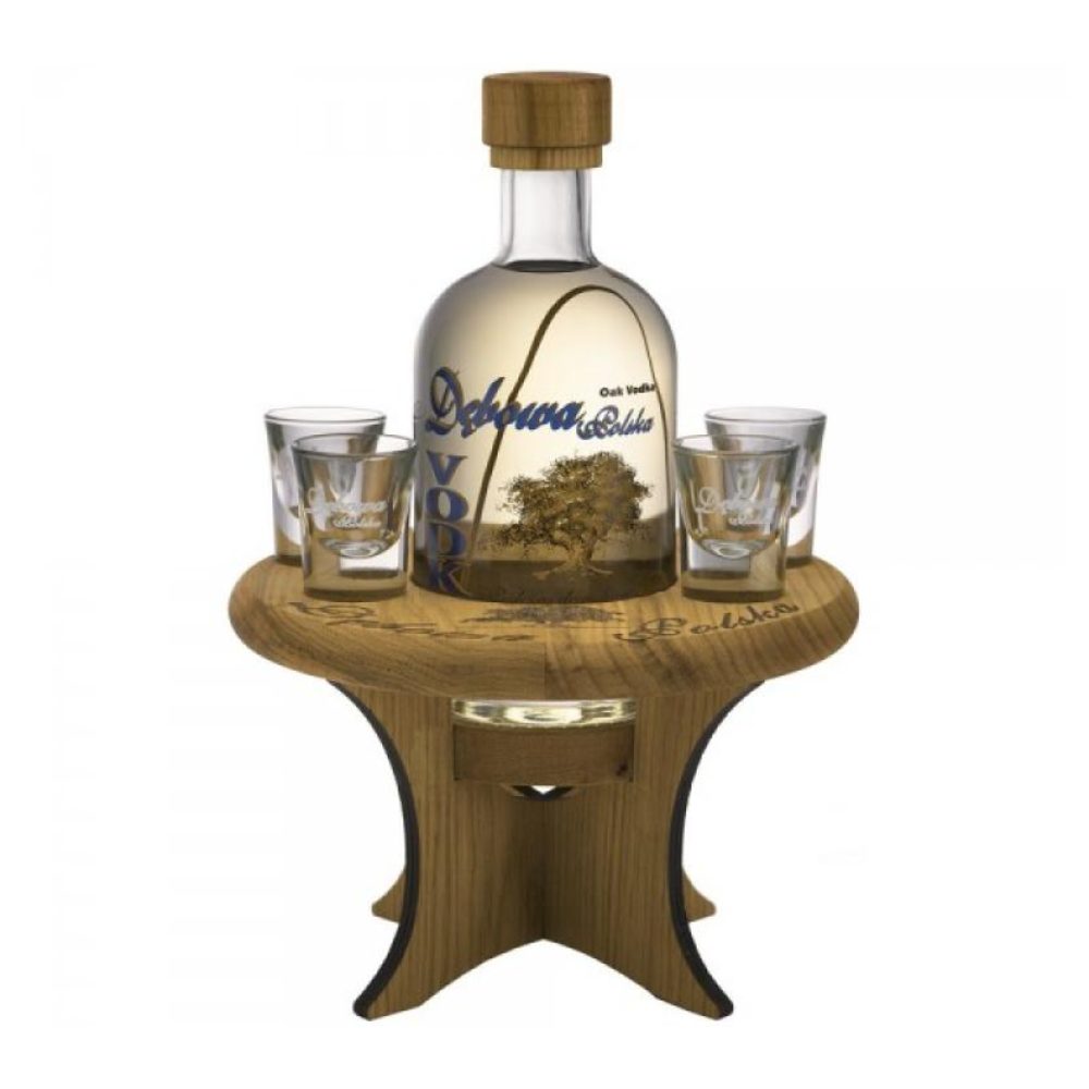 Wódka Dębowa Polska Stolik z 4 kieliszkami 40% 700 ml
