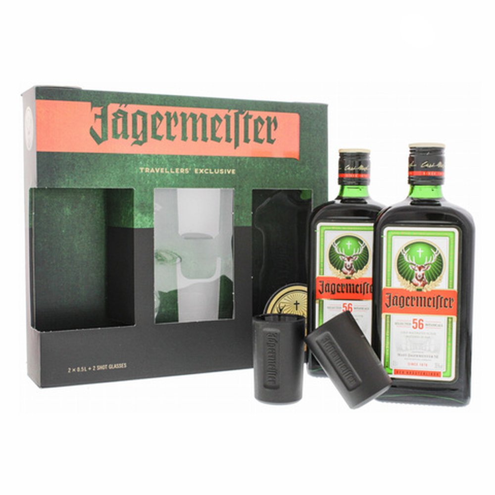 Likier Jagermeister 2 x 500 ml + 2 kieliszki 35%