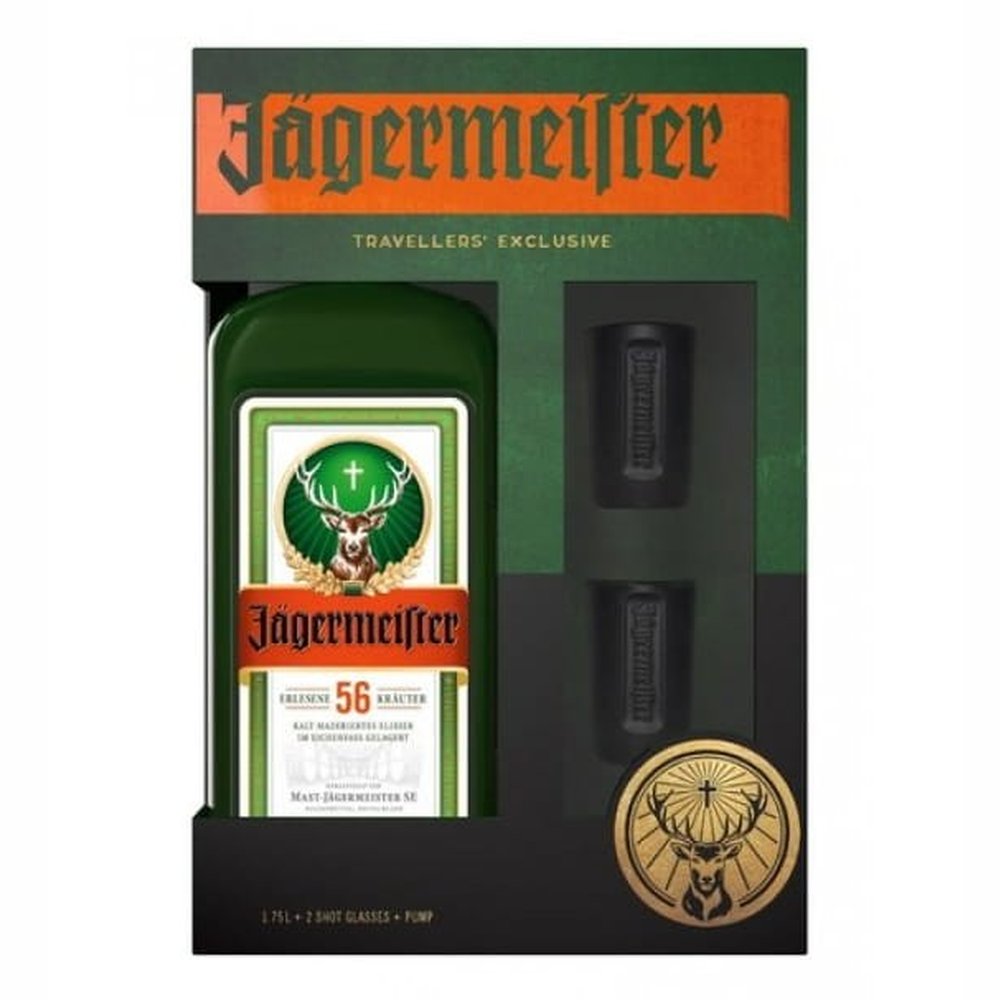 Likier Jagermeister Party + Pompka i 2 Kieliszki 35% 1750 ml