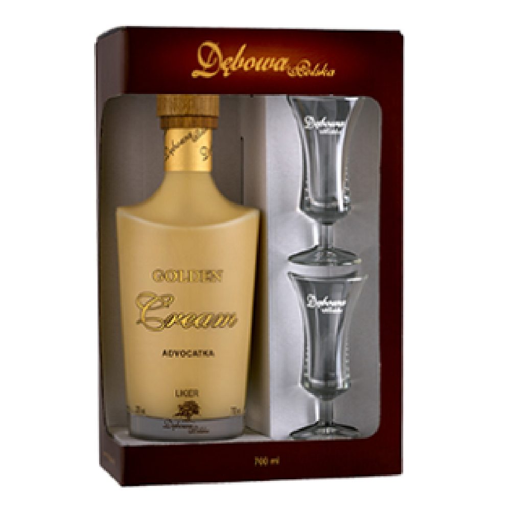 Likier Dębowa Polska Golden Cream Advocat + 2 kieliszki 20% 700 ml