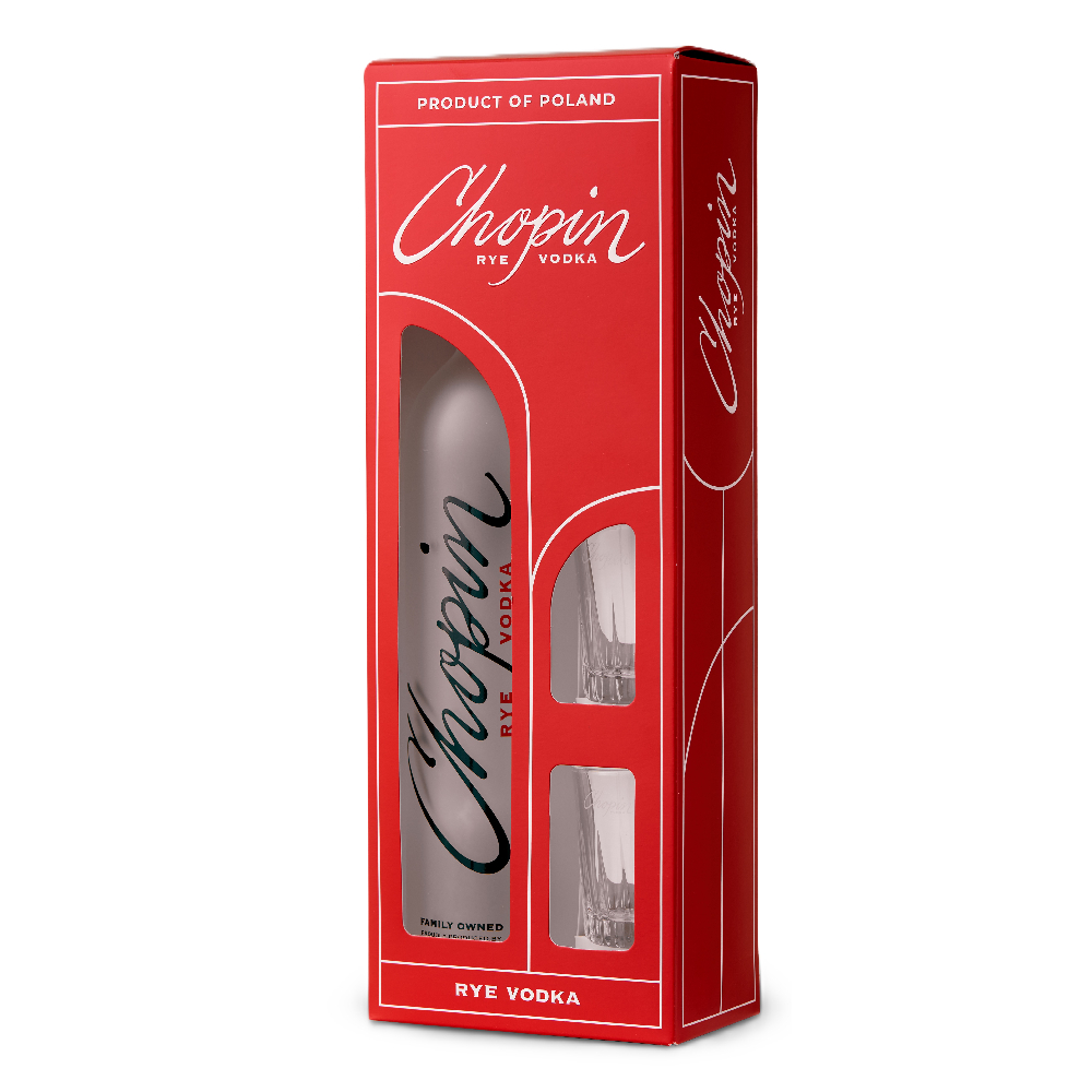 Wódka Chopin 40% 500 ml + 2 Kieliszki