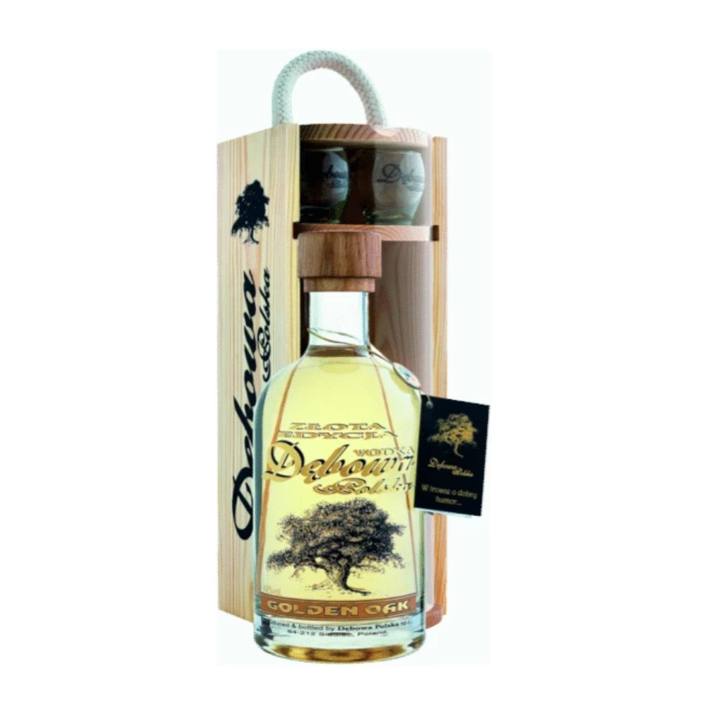 Wódka Dębowa Polska Golden Oak  40% 700 ml + 2 kieliszki