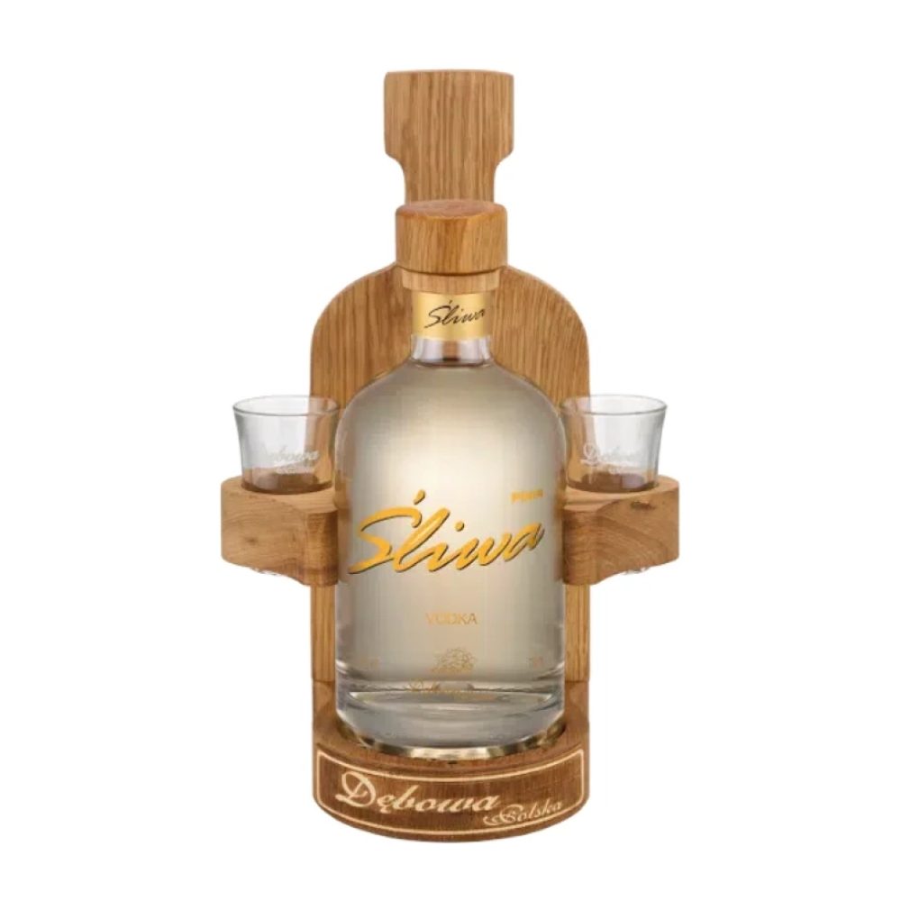 Wódka Dębowa Śliwa Singiel 40% 700 ml + 2 kieliszki