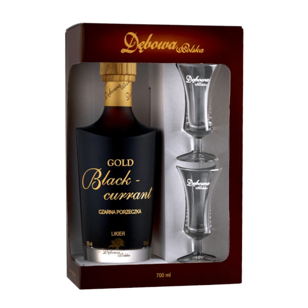 Likier Dębowa Blackcurrant Czarna Porzeczka + 2 kieliszki 35% 700 ml