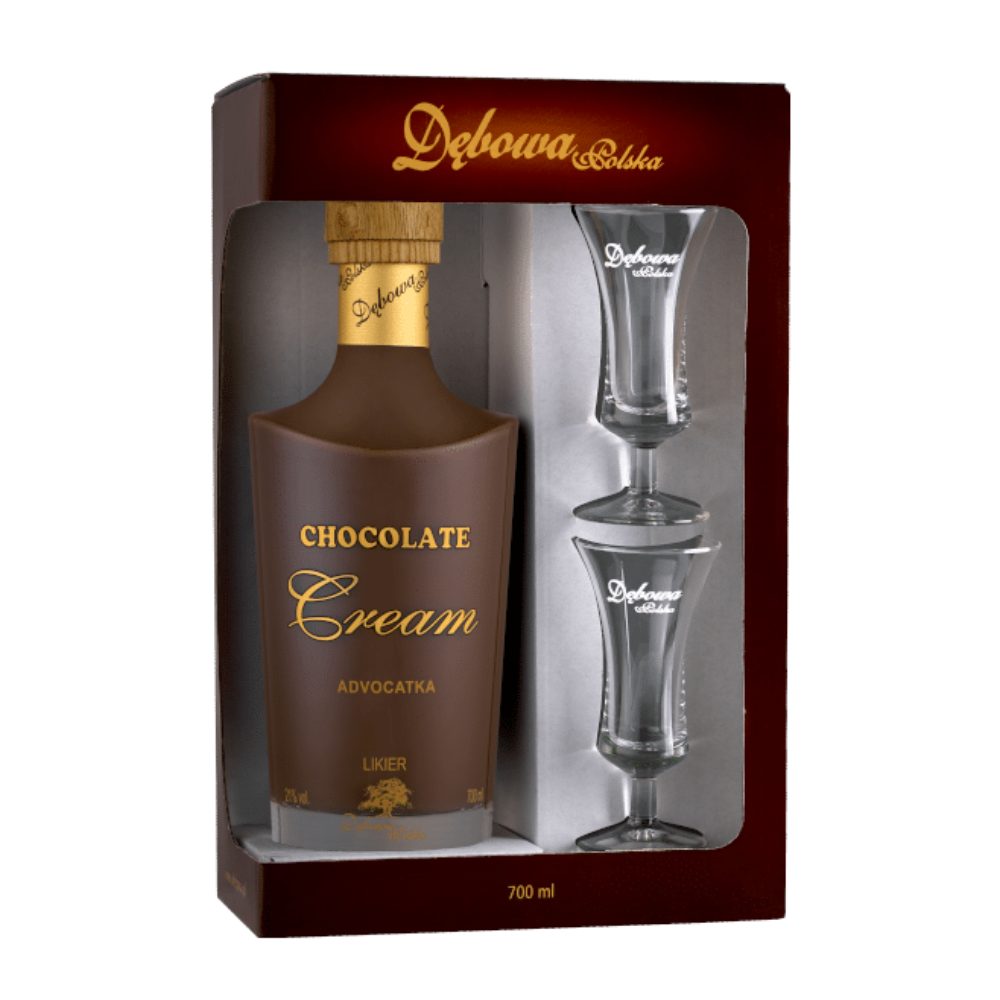 Likier Dębowa Advocatka Czekoladowa + 2 kieliszki 21% 700 ml