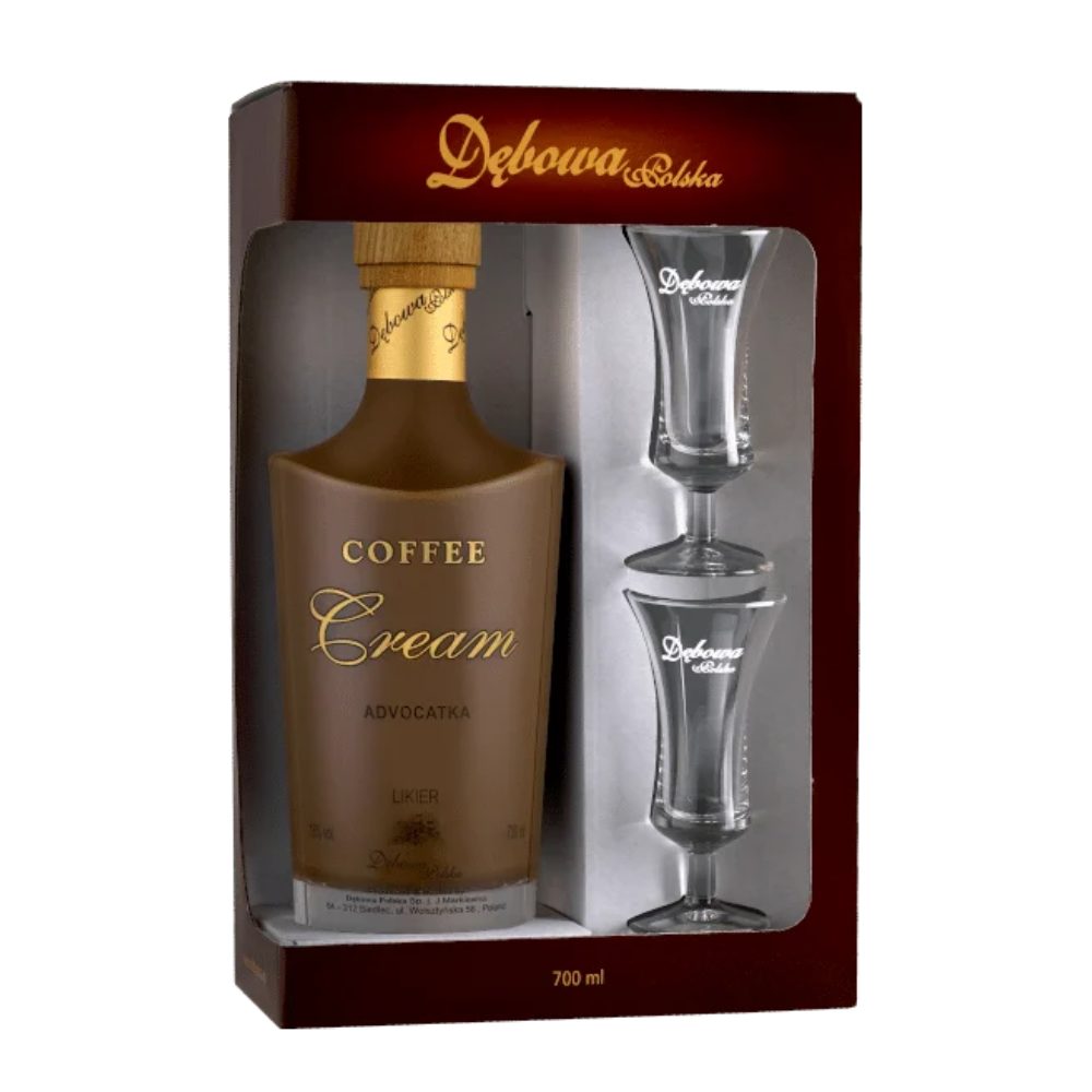 Likier Dębowa Advocatka Kawowa Coffee Cream + 2 kieliszki 18% 700 ml